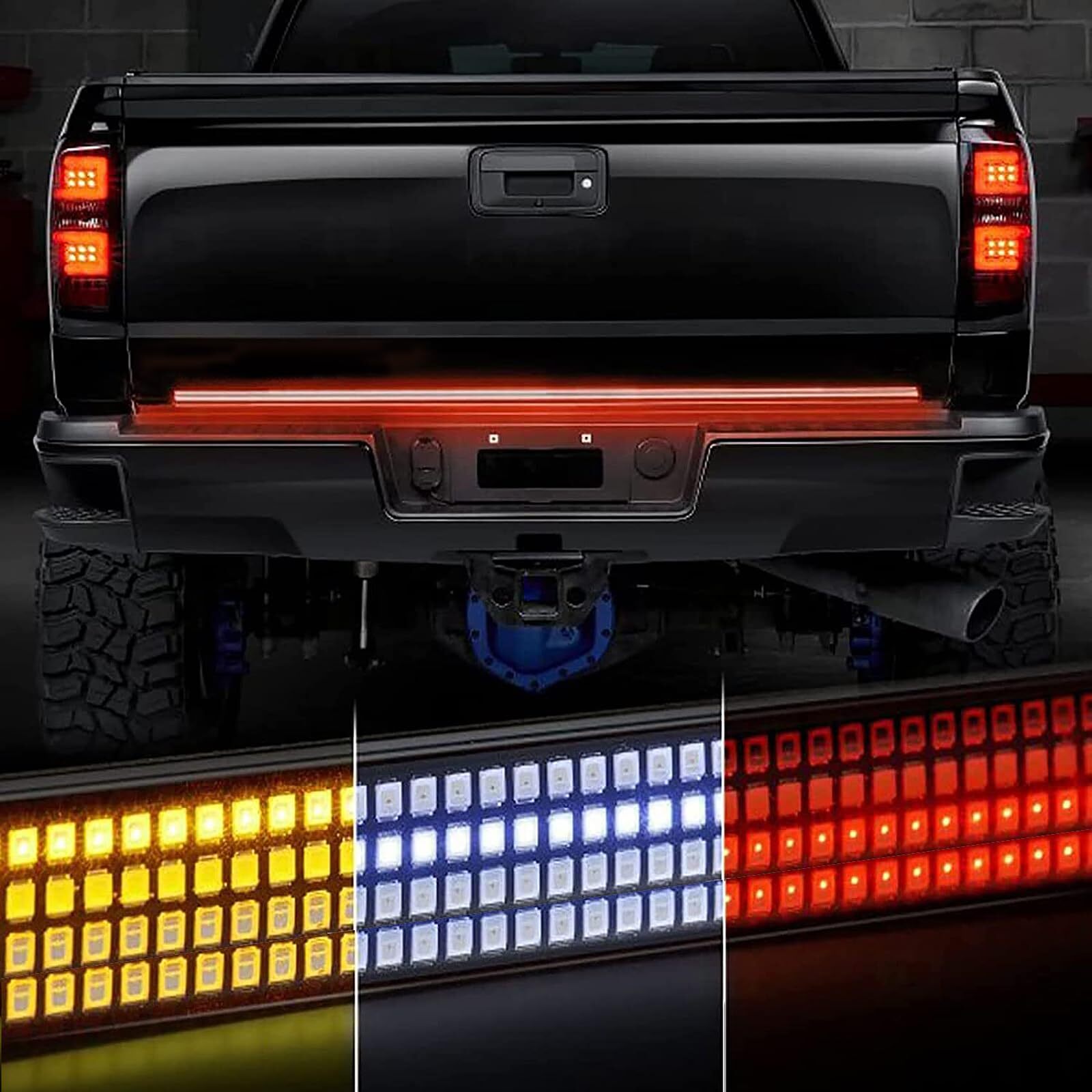 60-Inch Triple Row Flexible LED Tailgate Light Bar with Reverse Function