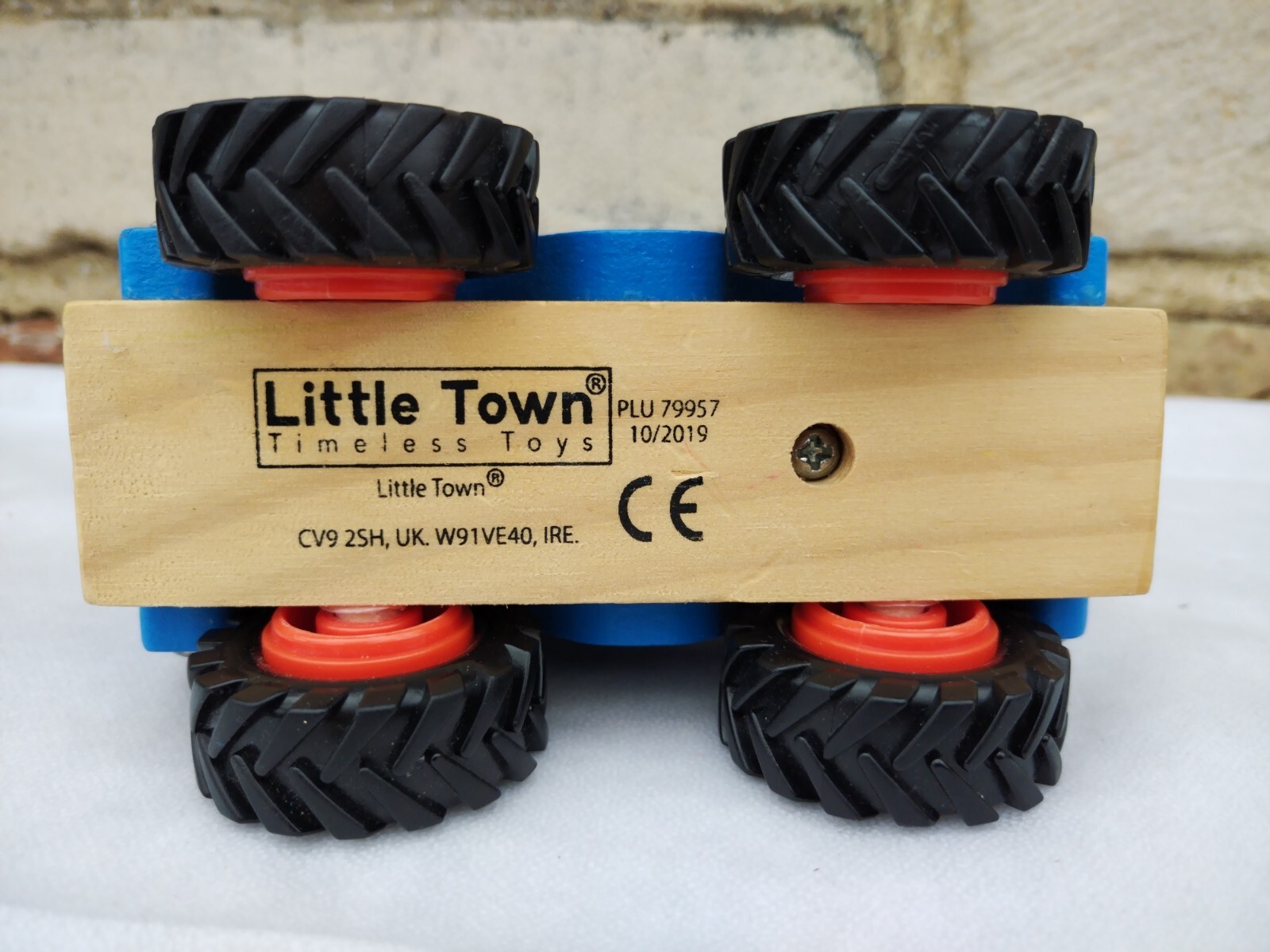 Little Town Wooden Racing Car. Blue Racing Car. Wooden Toddler Car