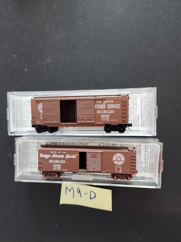 N SCALE 2 SEABOARD 40' SD BOXCARS: ORNG.BLSOM #4900 & CURTEOUS #22297