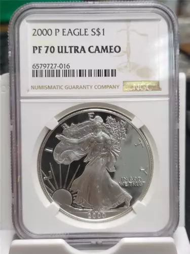 2000-P AMERICAN SILVER EAGLE PROOF GRADED NGC PF 70 ULTRA CAMEO KEY DATE