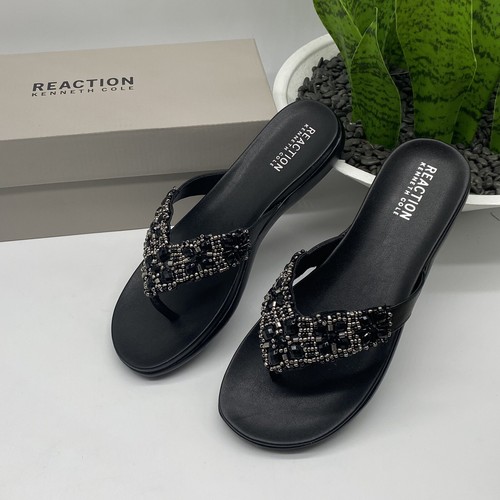 Kenneth Cole Reaction Women's Glamathon rhinestone Flat Sandals in black  size 7M 829418591807 | eBay