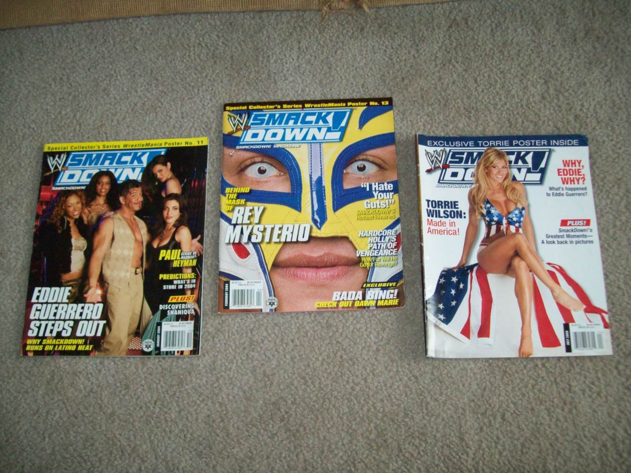 3 wwe SMACKDOWN Mags 2004/05 EDDIE GUERRERO torrie MYSTERIO Wrestlemania HHH