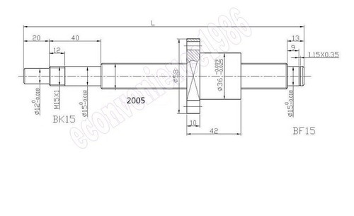 2 pcs SFUL2005--1800mm Left Hand Ballscrew & BF15/BK15 Machine end CNC - Afbeelding 4 van 4