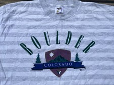 VTG 90s T Shirt Boulder Colorado Tourist Striped XL 23x28" 1990s