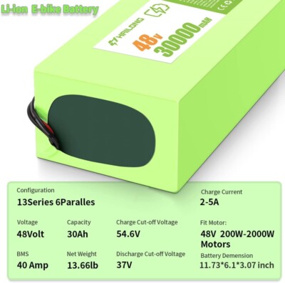H HAILONG 48V 30Ah Battery lithium Battery for 200W-1500W Ebike 