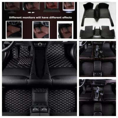 Black Mats For Mitsubishi All Cars Floor Mats Anti-Slip Carpets Liners Leather