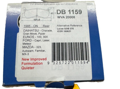 ADB REAR BRAKE PAD ADB1159 for MAZDA 323 1985-on