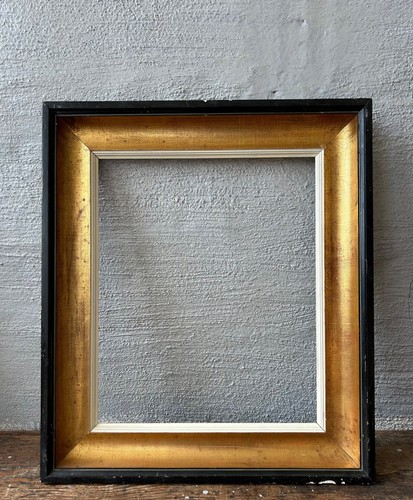 Picture Frame Mid Century Gold Black Antique Falzmaße 40,2 X 33,2 CM Vintage - Zdjęcie 11 z 12