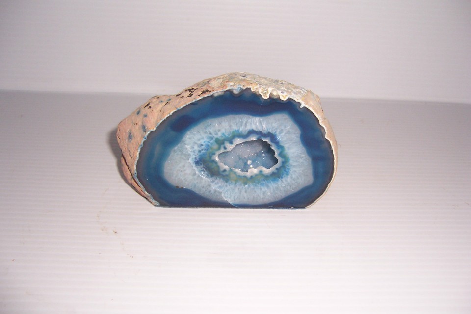 BEAUTIFUL BLUE GEODE SLICE POLISHED DISPLAY 6