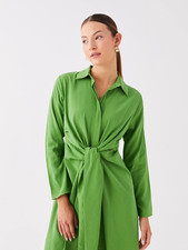 NWT Mango Green Tie Waist Shirt Dress Women’s Size 2 Long Sleeve Career