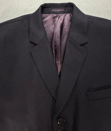 Charles Tyrwhitt Overcoat Zanieri Italian Cashmere/Wool 48R Navy Surgeon Cuff image 5