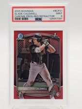 SLADE CALDWELL 2025 BOWMAN CHROME 1ST RED REFRACTOR 5/5 #BCP21 PSA 9 Q6997