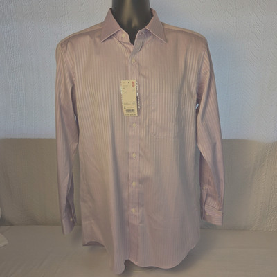 Uniqlo Slim-Fit Easy Care Soft Striped WhiteLilac Sheen Men's Shirt Size L NWT