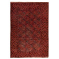 7'8"x11' Red Vintage Afghan Elephant Feet Design Wool Hand Knotted Rug 78590