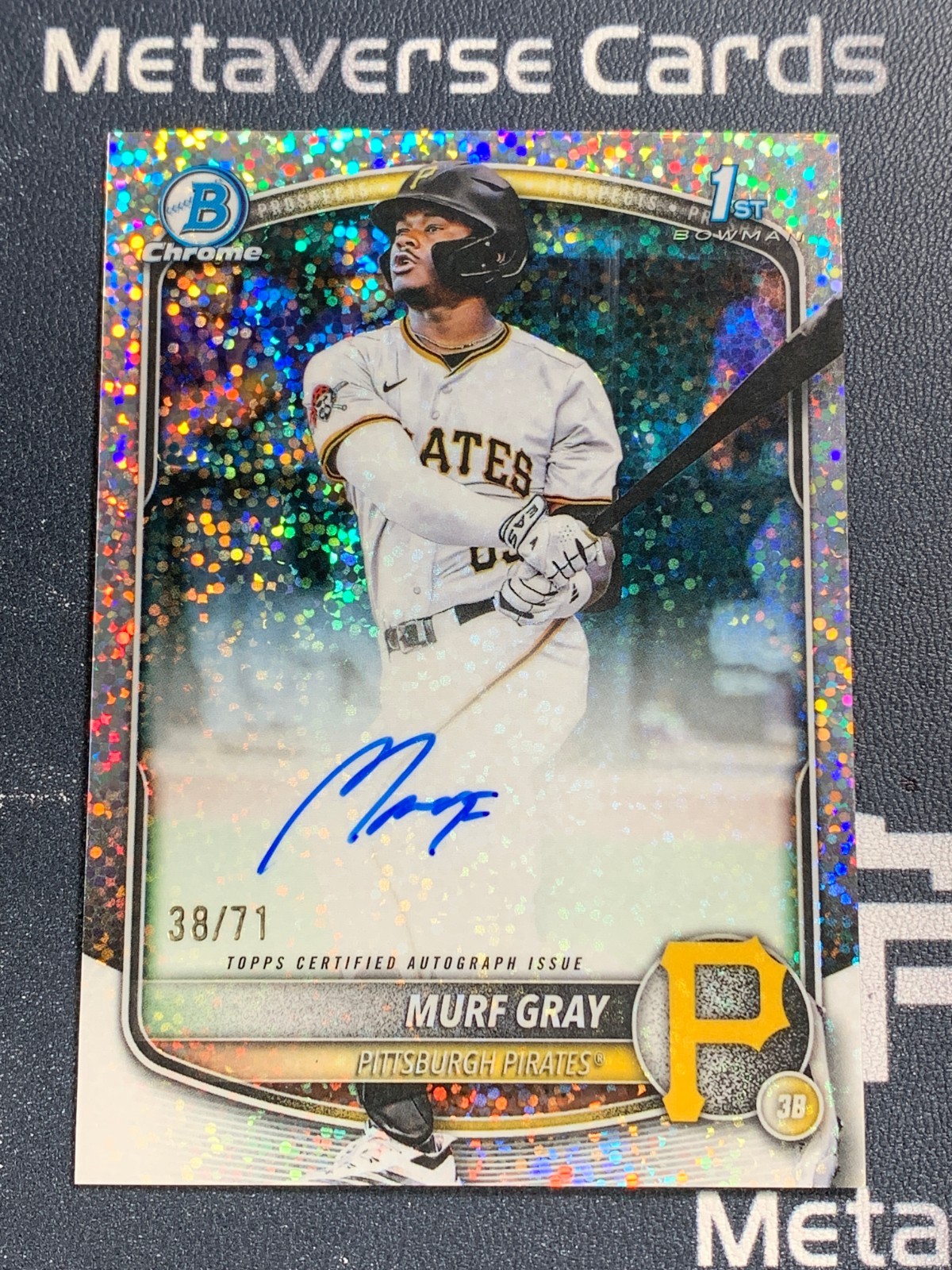 2025 Bowman Draft 1st Chrome Prospect Autograph Sparkle Murf Gray 38/71 Pirates