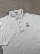 Peter Millar Pinehurst Polo Shirt Mens Large White Cotton Short Sleeve Golf Prep