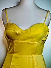 Selfie Leslie Yellow Satin Maxi Dress XS AU 6 Prom Formal Wedding Ruffle Mermaid