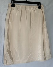 VTG Farr West Beige Satin Half Slip Medium Lace Trim Skirt Lingerie Coquette USA