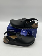 Birkenstock Tokio Super Grip Men 10 Narrow Black Leather Back Trap Clogs Sandals