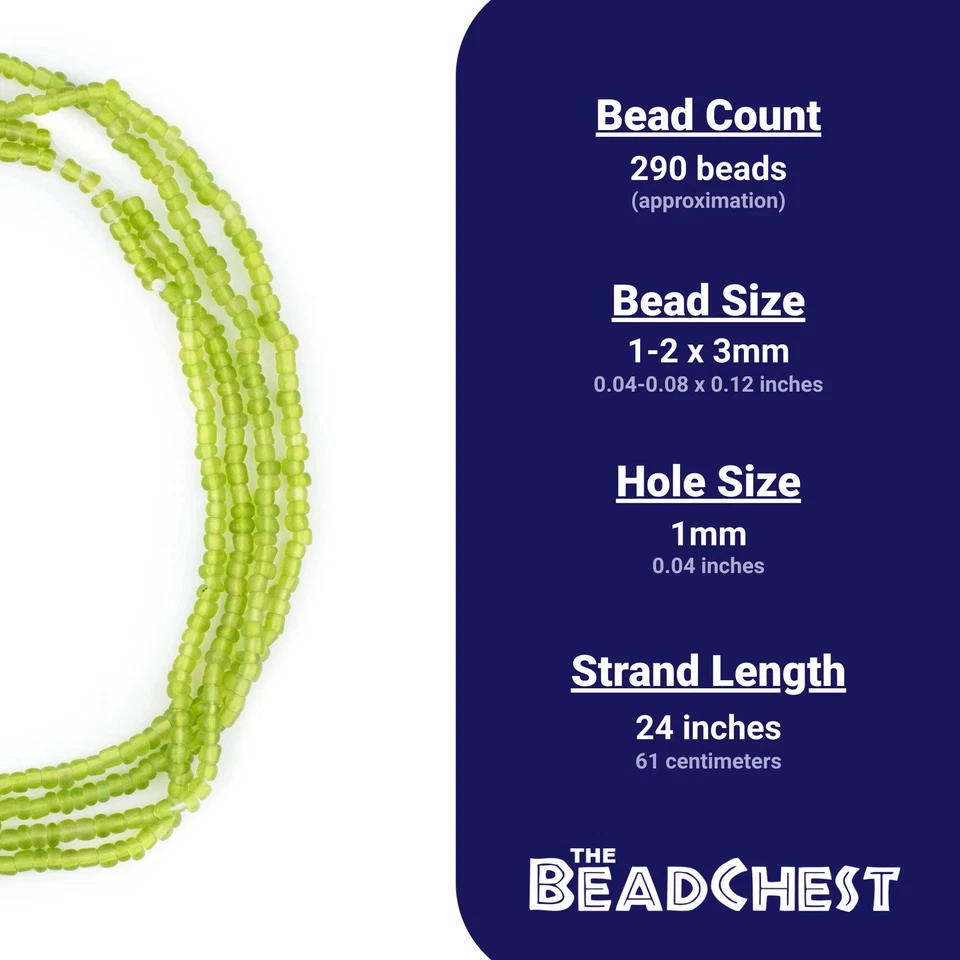 Lime Green Matte Glass Seed Beads 3mm 24 Inch Strand - Image 4 of 4