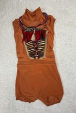 Weissman Bodysuit Womens Small Orange Mesh Beaded Feather Embellished Turtleneck
