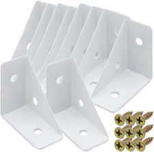 10Pcs White Right Angle Corner Shelf Bracket, 38X38Mm Metal Corner Brackets for