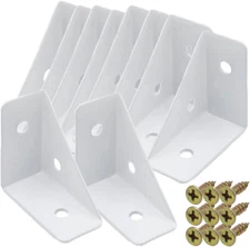 10Pcs White Right Angle Corner Shelf Bracket, 38X38Mm Metal Corner Brackets for