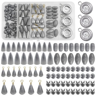 Fishing Weight Sinkers Kit, 88pcs Assorted Bass Casting Sinkers Split Shot Si...