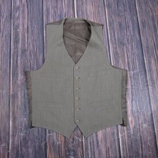 Suit Vest Mens 44 Gray Solid 3 Piece Formal Waistcoat Business Wedding Vest