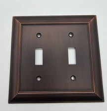 NEW Allen + Roth 2-Gang Dark Oil-Rubbed Bronze Double Toggle Wall Plate 0136844