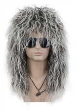 VGbeaty Men Women Long Curly Gray Gradient Wh...