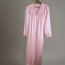 VTG Shadowline Nightgown Womens Small Long Robe Pink Lace Trim Feminine Romantic