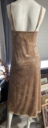 CIDER Romantic Feminine Velvet LaceFloral Midi Slip Dress Brown Size XS/S - Picture 5 of 12