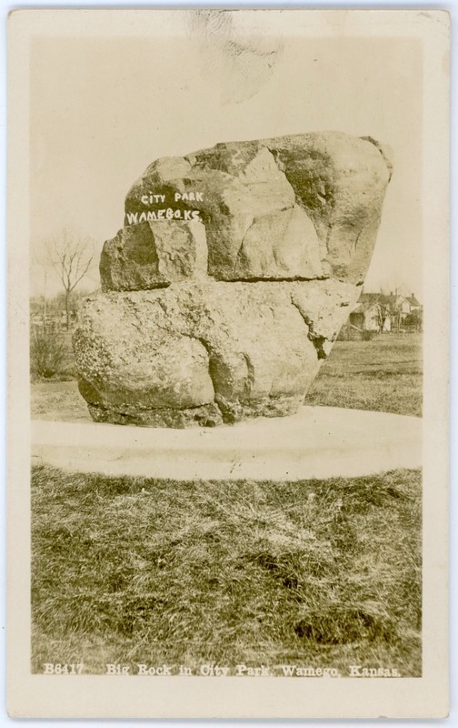 Vintage 1921 RPPC Glacier Rock in City Park & Surrounding Neighborhood Wamego KS