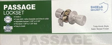 6 Pk Passage Lockset shield security ball knob style satin nickel finish Unkeyed