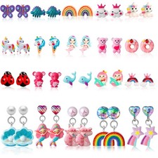 Kids Clip On Earrings for Girls 20/30 Pairs Hypoallergenic Clip on Earrings for