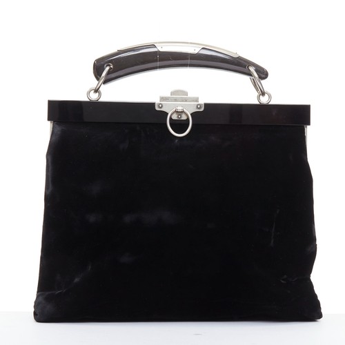 rare YVES SAINT LAURENT Tom Ford Mombasa lucite horn handle velvet evening bag