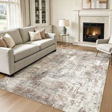LOONGRUG Area Rug 5x7 Washable Neutral Modern Living Room Rugs Brown