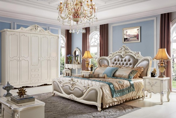 Schlafzimmer Komplett Set Bett Nachttisch Schminktisch 6 Tlg. Echtholz Hocker-image
