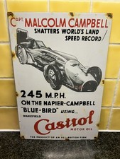 Castrol Motor oil Sir Malcom Campbell World Speed Records Enamel Sign