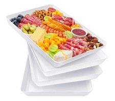 Neatitube Plastic Serving Tray for Party Supplies, White Trays for Serving Food