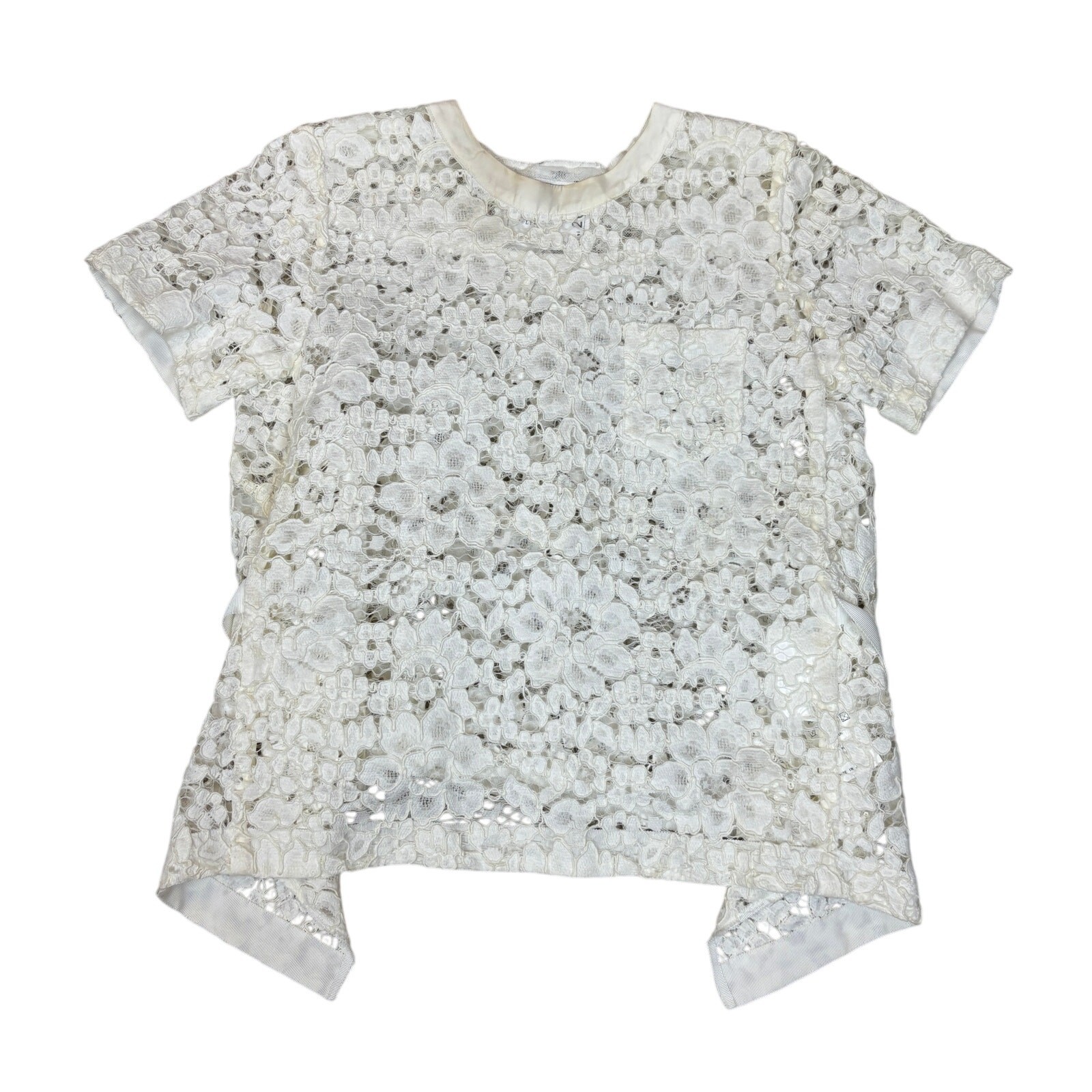 Sacai Floral Lace Peplum Blouse with Belt in Size Small