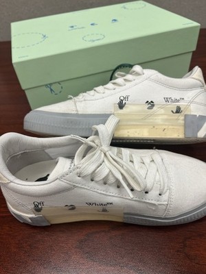 Off White Vulcanized White Black Sneakers Size 7.  (EU 37).  Box Included.
