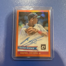 2018 Panini Donruss Optic Rated Rookie Orange Prizm /75 Auto Rafael Devers Red …