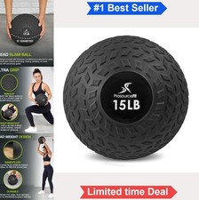 Slam Medicine Ball 15 lb Sand Filled Tread Grip Non-Slip PVC Strength
