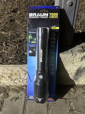 braun 7000 lumen rechargeable waterproof led flashlight with battery bank BRAUN 7000 Lumen Rechargeable Waterproof LED Flashlight with Battery Bank.  NEW