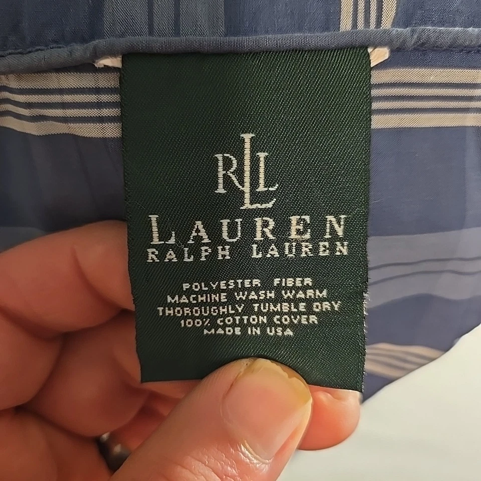 Ralph Lauren Polo PRL Tartan Plaid Pillow Wedge Bolster 20" x 14" Blue Green - Image 3 of 4