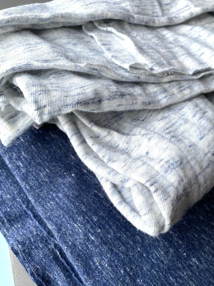 Bundle Soft Cotton Designer Navy Ivory Heather Knit  Fabrics 3+Yds - Image 3 of 4