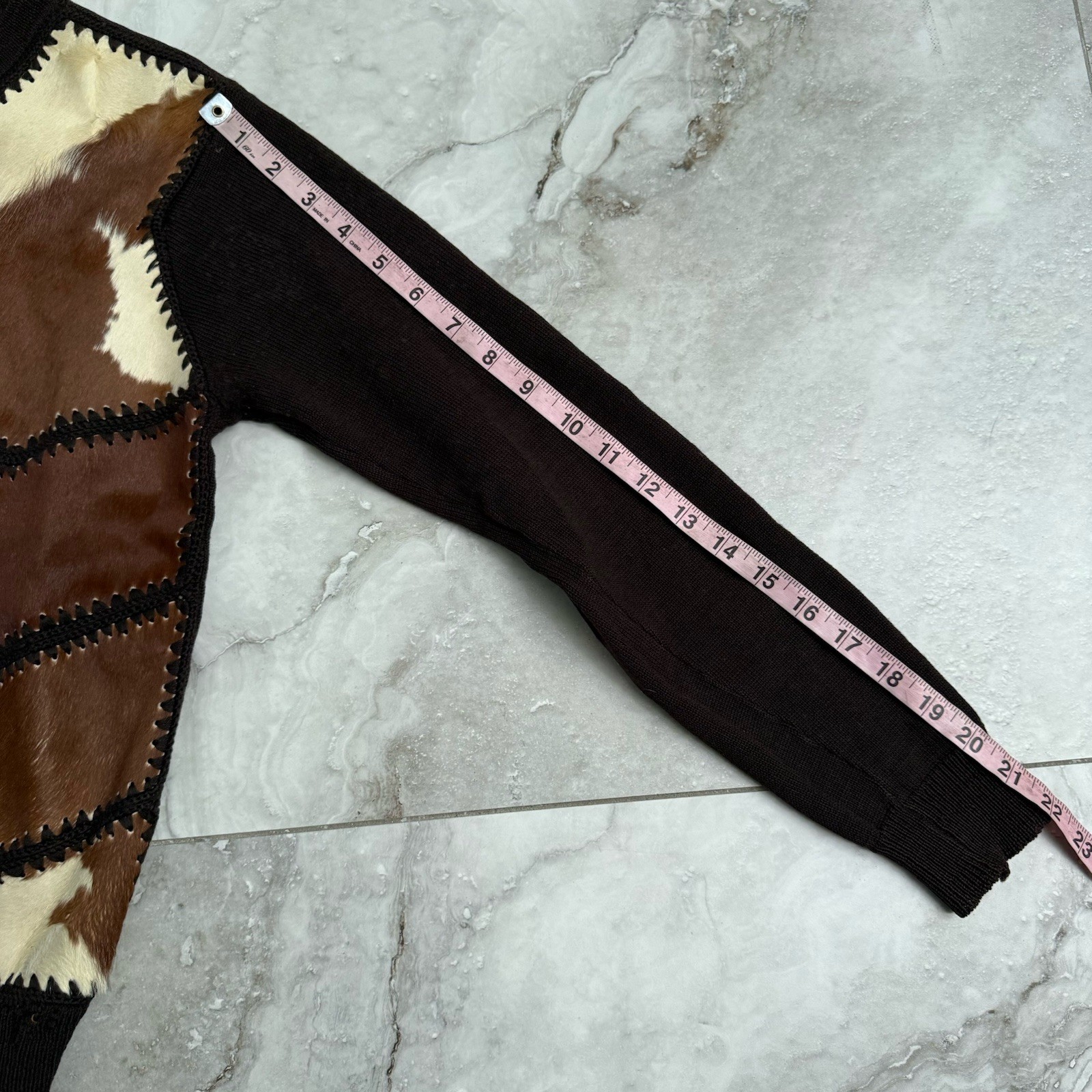 Genuine Leather Western Style Patchwork Knit Swea… - image 6