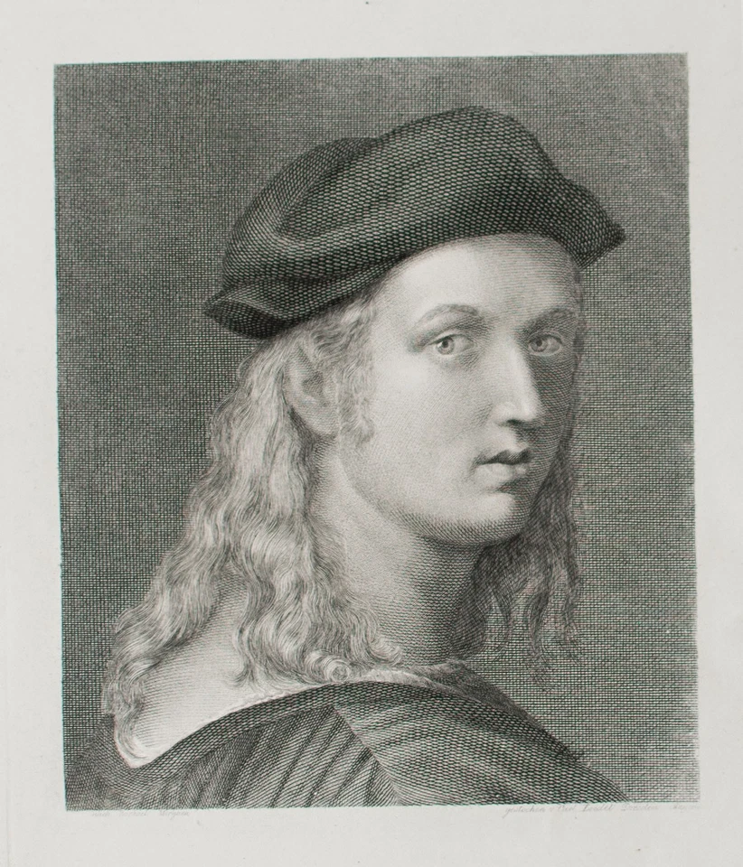 Carl Loedel Bildnis Bindo Altoviti von Raffael Kupferstich 1846 nach Morghen - Bild 3 von 4